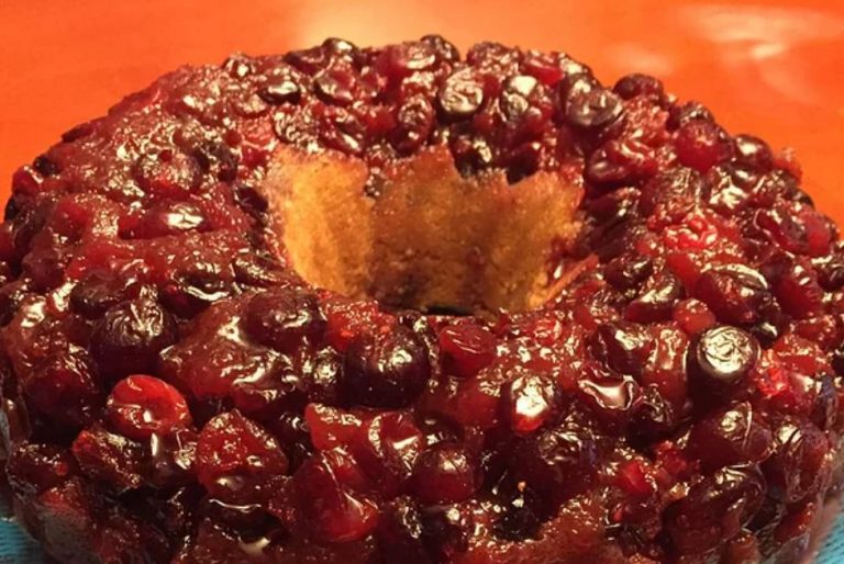 Cranberry Upside-Down Sour Cream Cake