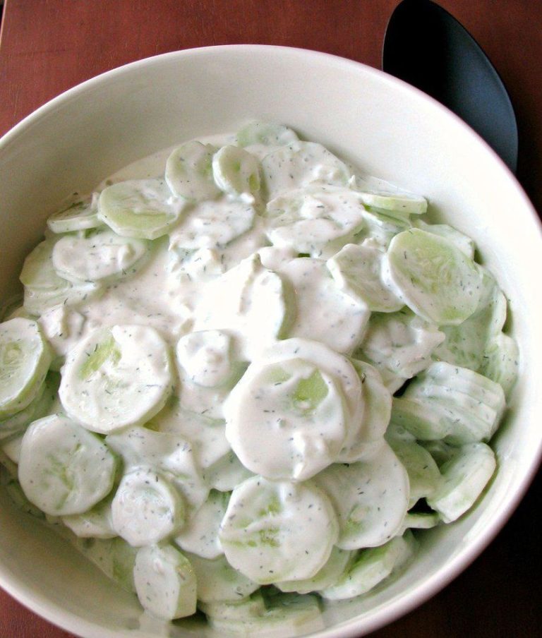 Creamy Cucumber Salad – This is such a great recipe. The whole family loved it