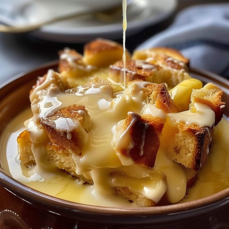 Grandma’s Old Fashioned Bread Pudding with Vanilla Sauce