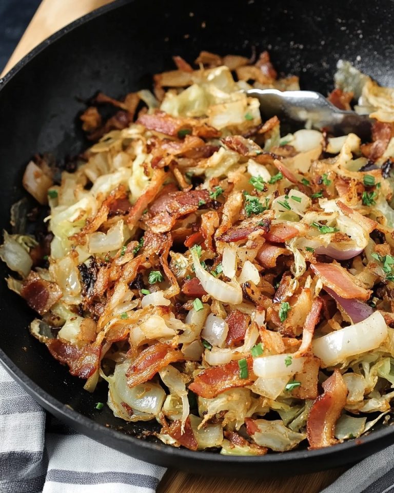 FRIED CABBAGE AND BACON WITH ONION