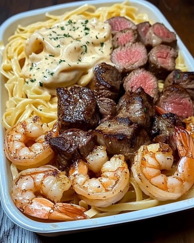 cajun shrimp and steak alfredo pasta