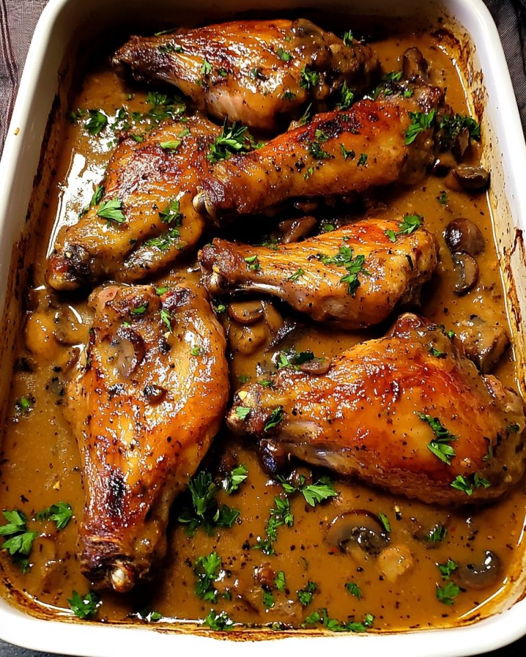 Baked turkey wings with mushroom gravy
