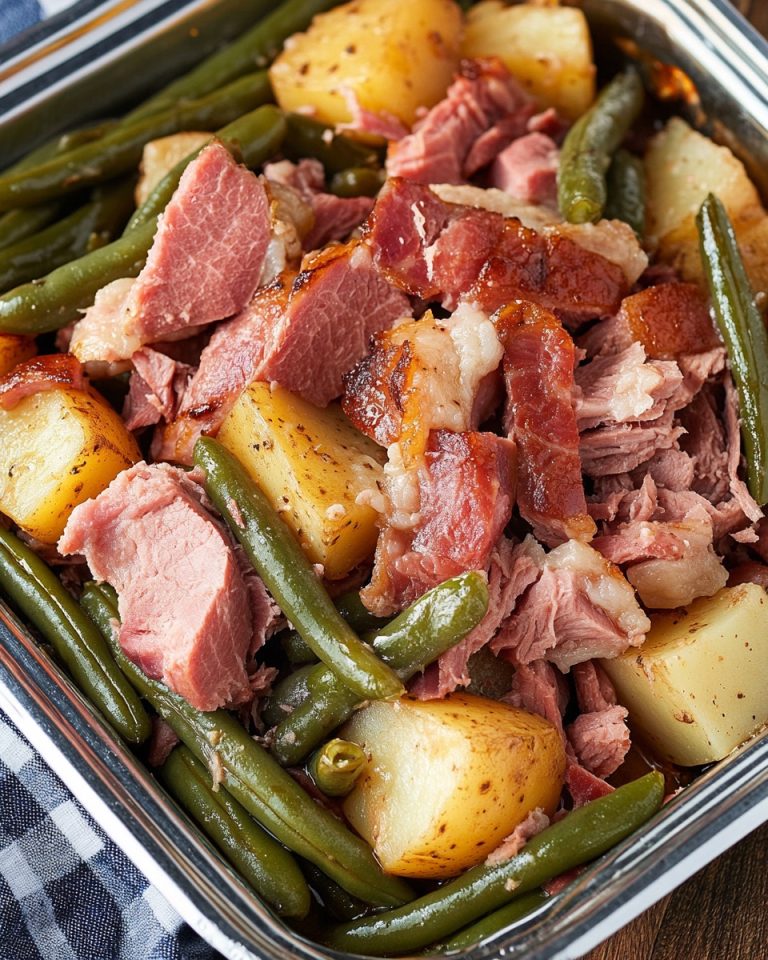 Crockpot Ham, Green Beans and Potatoes
