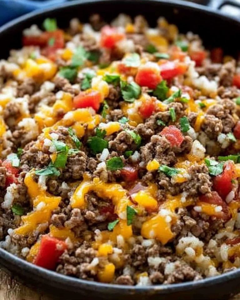 GROUND BEEF AND RICE SKILLET DINNER