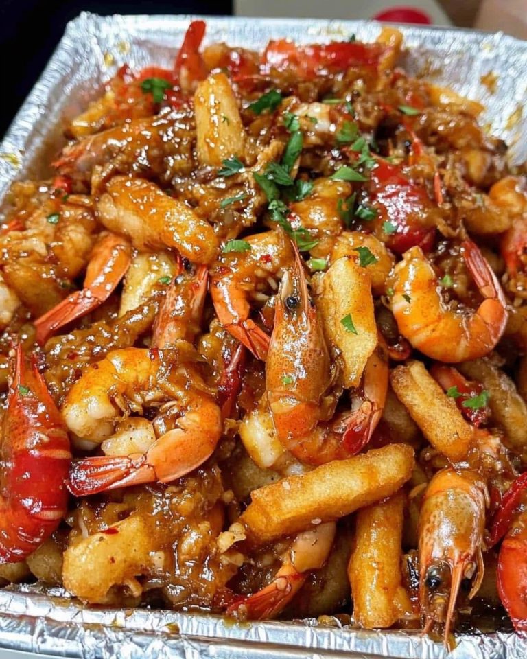 Honey Garlic Crawfish Fries