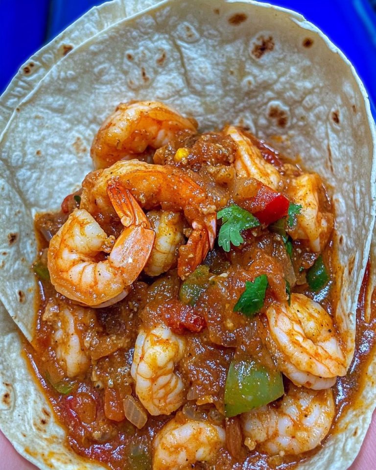 Mexican Shrimp in garlic Salsa with flour tortillas