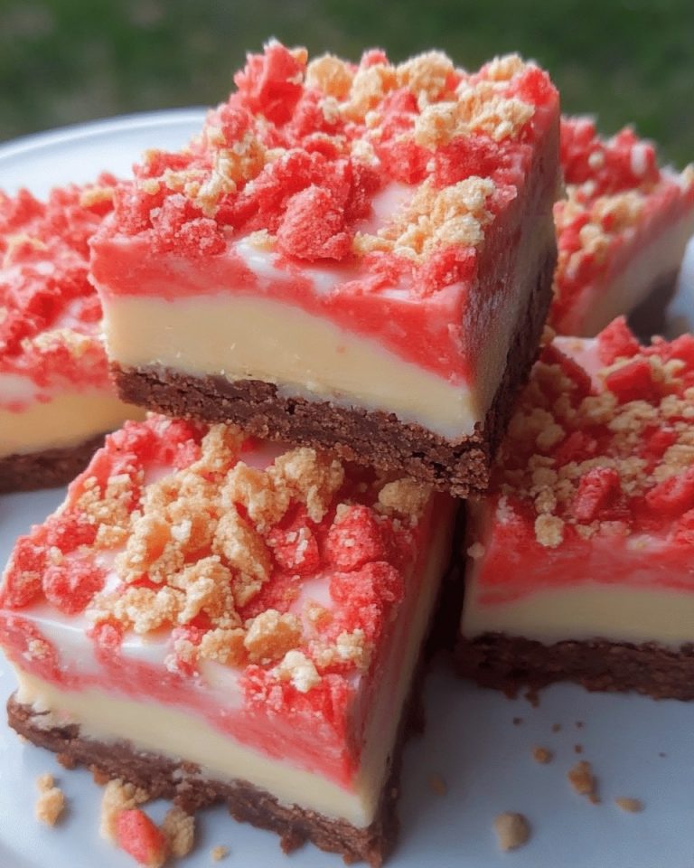 White Chocolate Strawberry Crunch Brownies