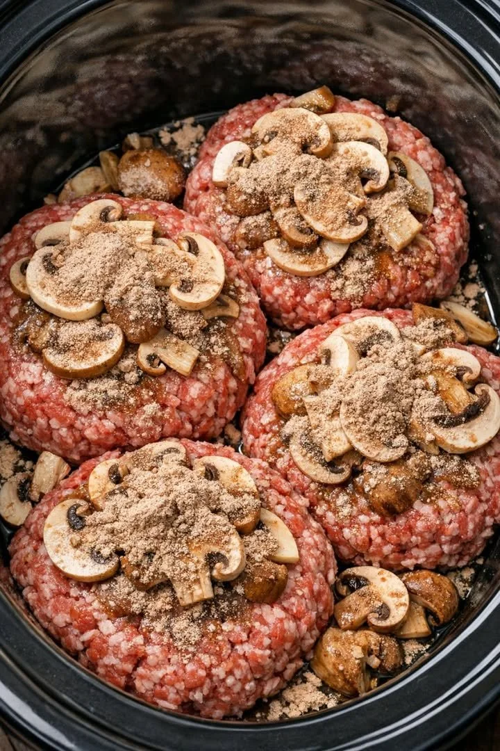 Beef Patties with Mushrooms in Gravy