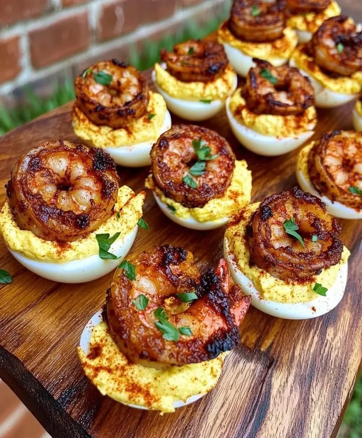 Cajun Shrimp & Sausage Deviled Eggs