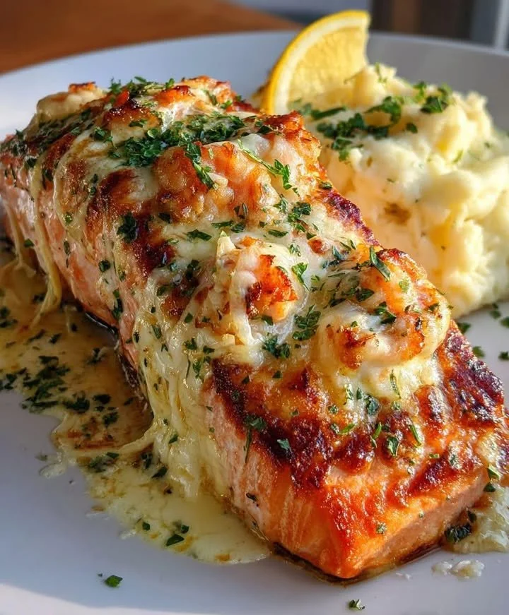 Cheesy Shrimp-Stuffed Salmon