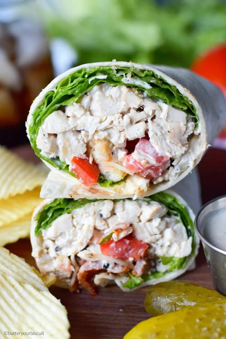 Delicious Chicken Caesar Salad Wrap with fresh ingredients and Caesar dressing