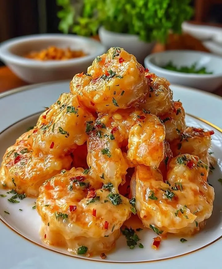 Creamy Bang Bang Shrimp with spicy sauce served in a bowl