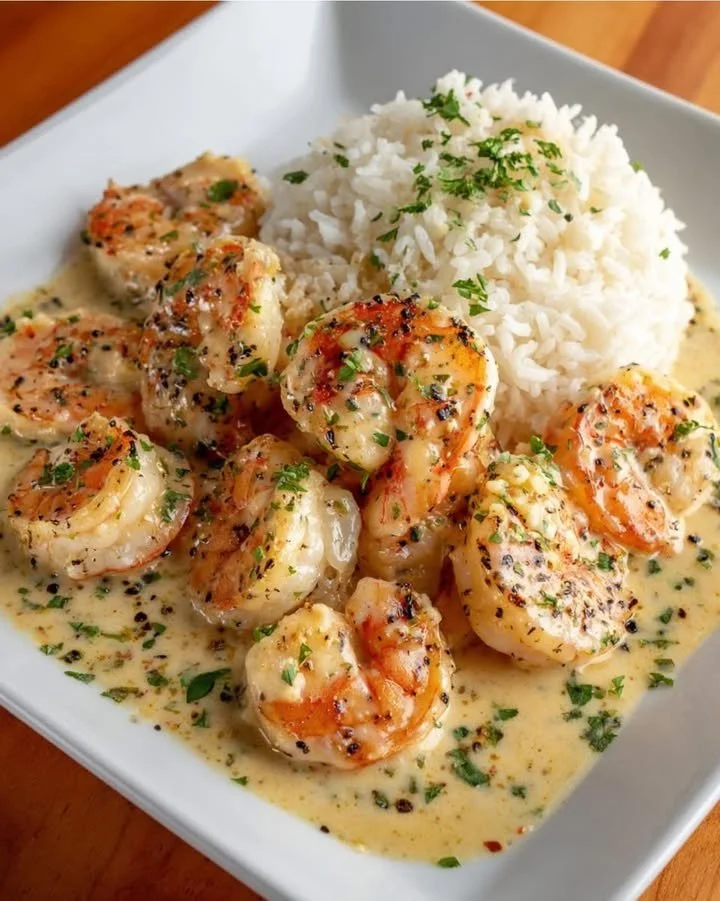 Creamy Garlic Butter Shrimp with Rice