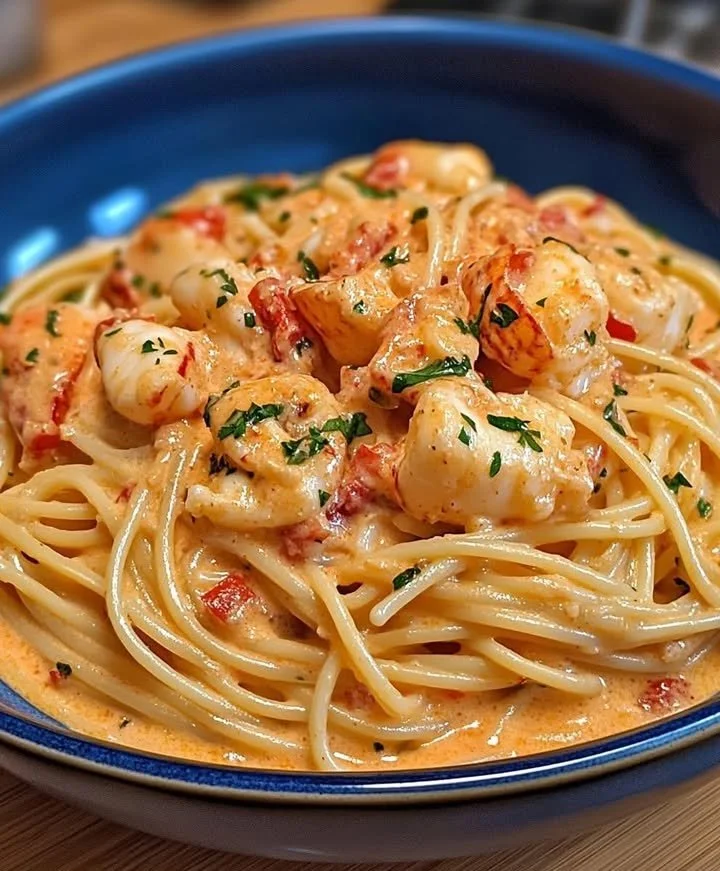 Creamy Lobster Linguine with Garlic Parmesan Sauce