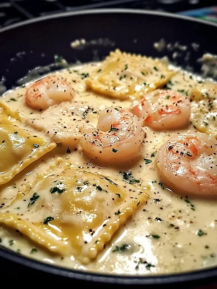 Creamy Shrimp Ravioli Skillet