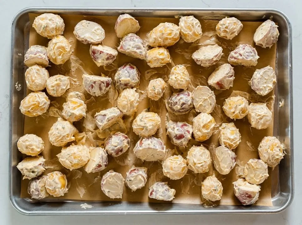 Delicious crispy coated potatoes served as a side dish