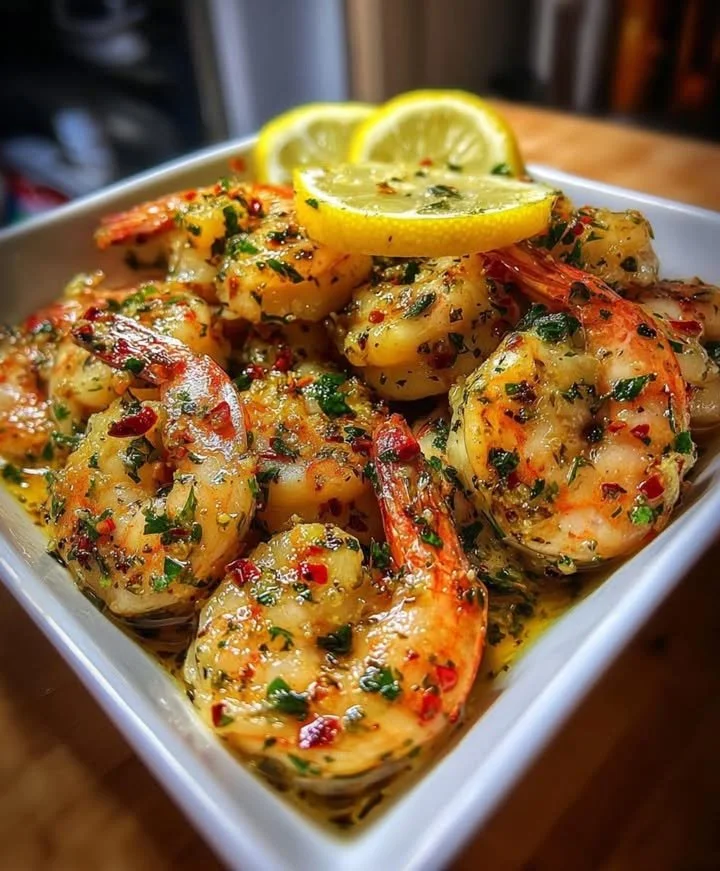 Garlic Herb Butter Shrimp with Lemon