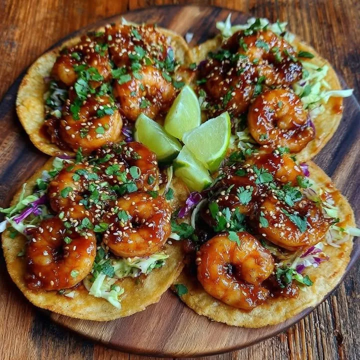 Gochujang Honey Glazed Shrimp Tacos