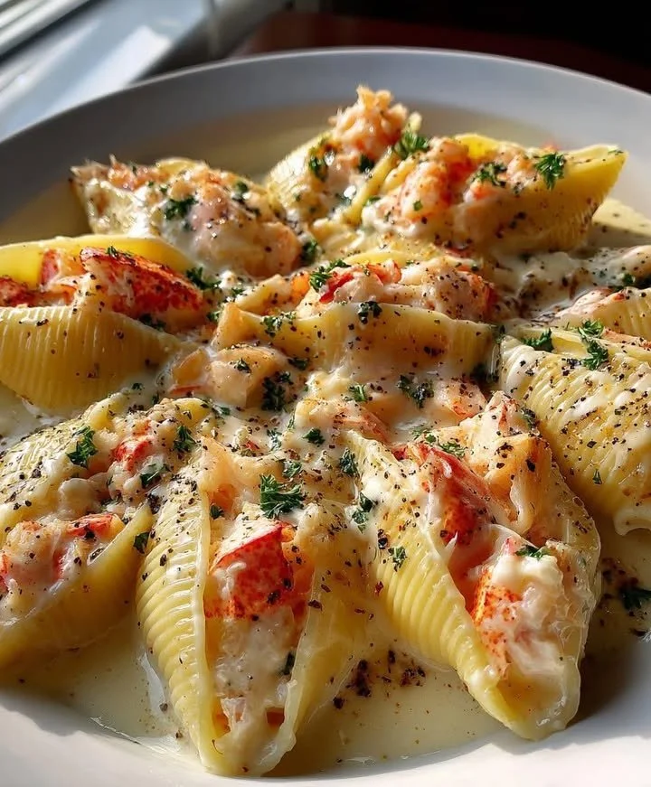 Lobster-Stuffed Shells in Creamy Alfredo Sauce