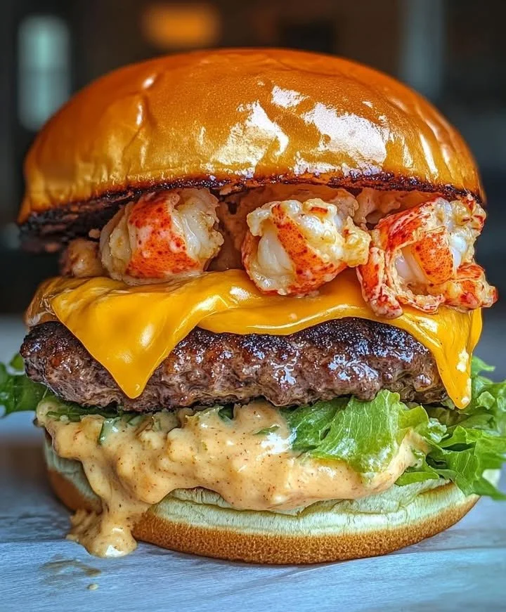 Lobster-Topped Cheddar Smash Burger