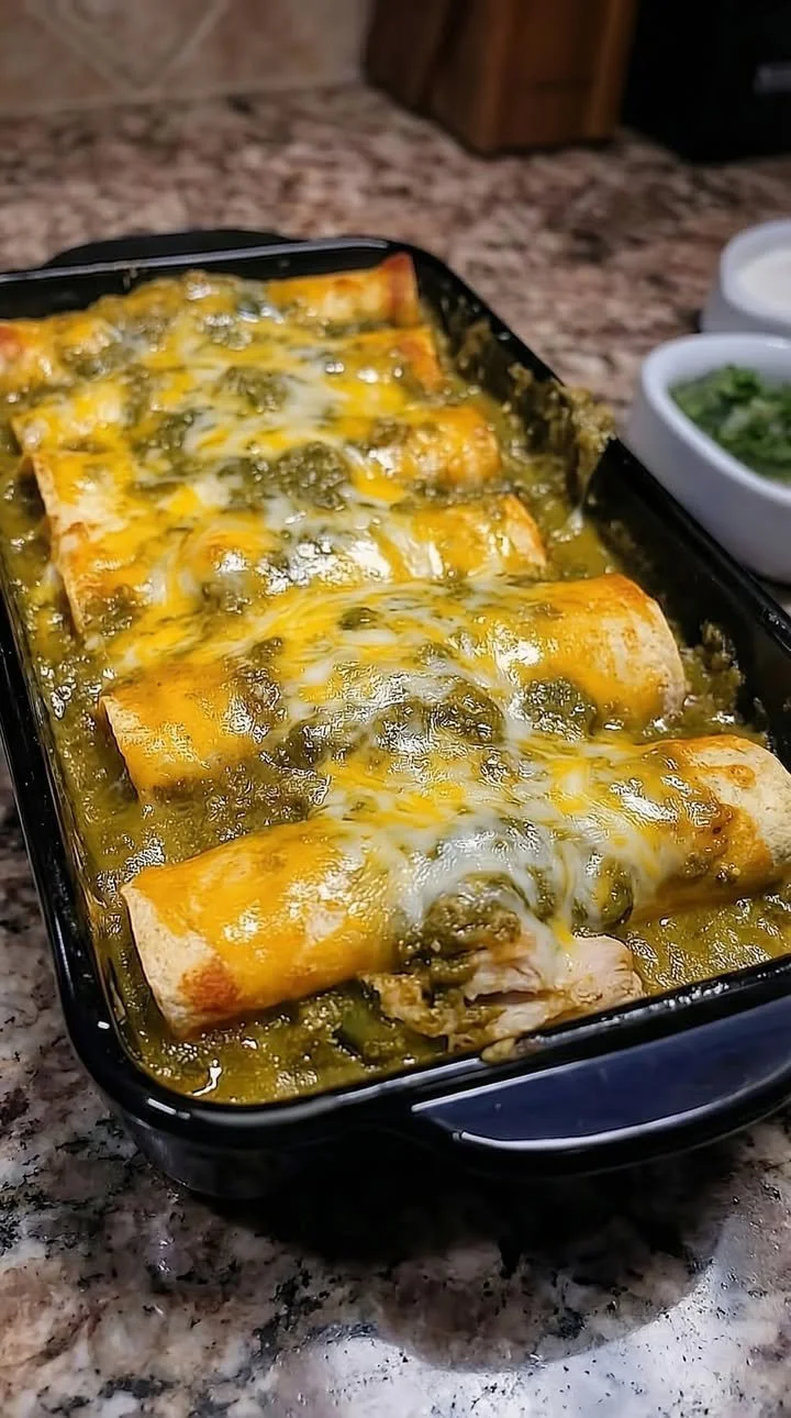 Mexican Green Chile Chicken and Cheese Enchiladas
