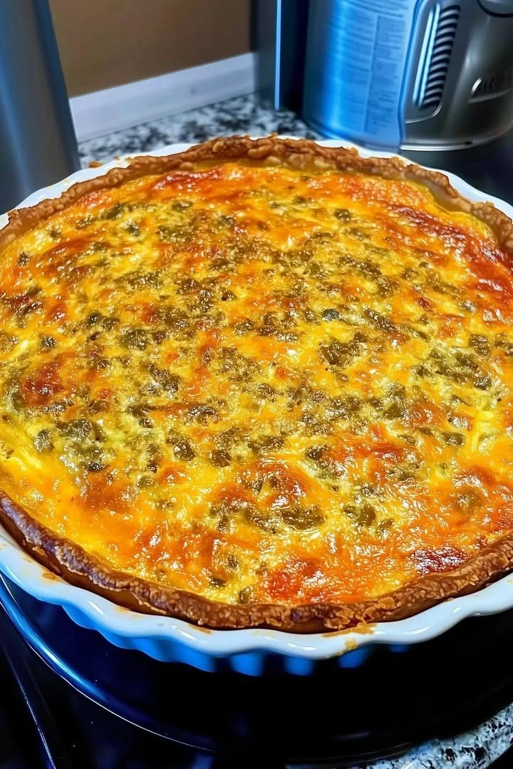 Delicious New Mexico Green Chile Quiche made with Bisquick