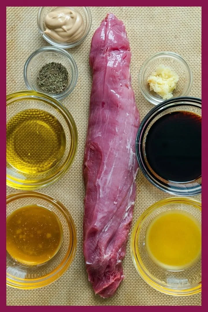 Pork tenderloin cooked with a delicious juicy sauce on a plate