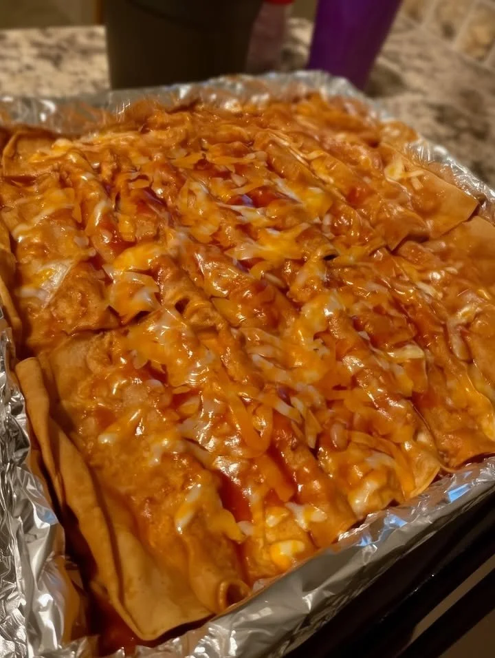 Rolled Cheese and Onion Enchiladas with Red Chile